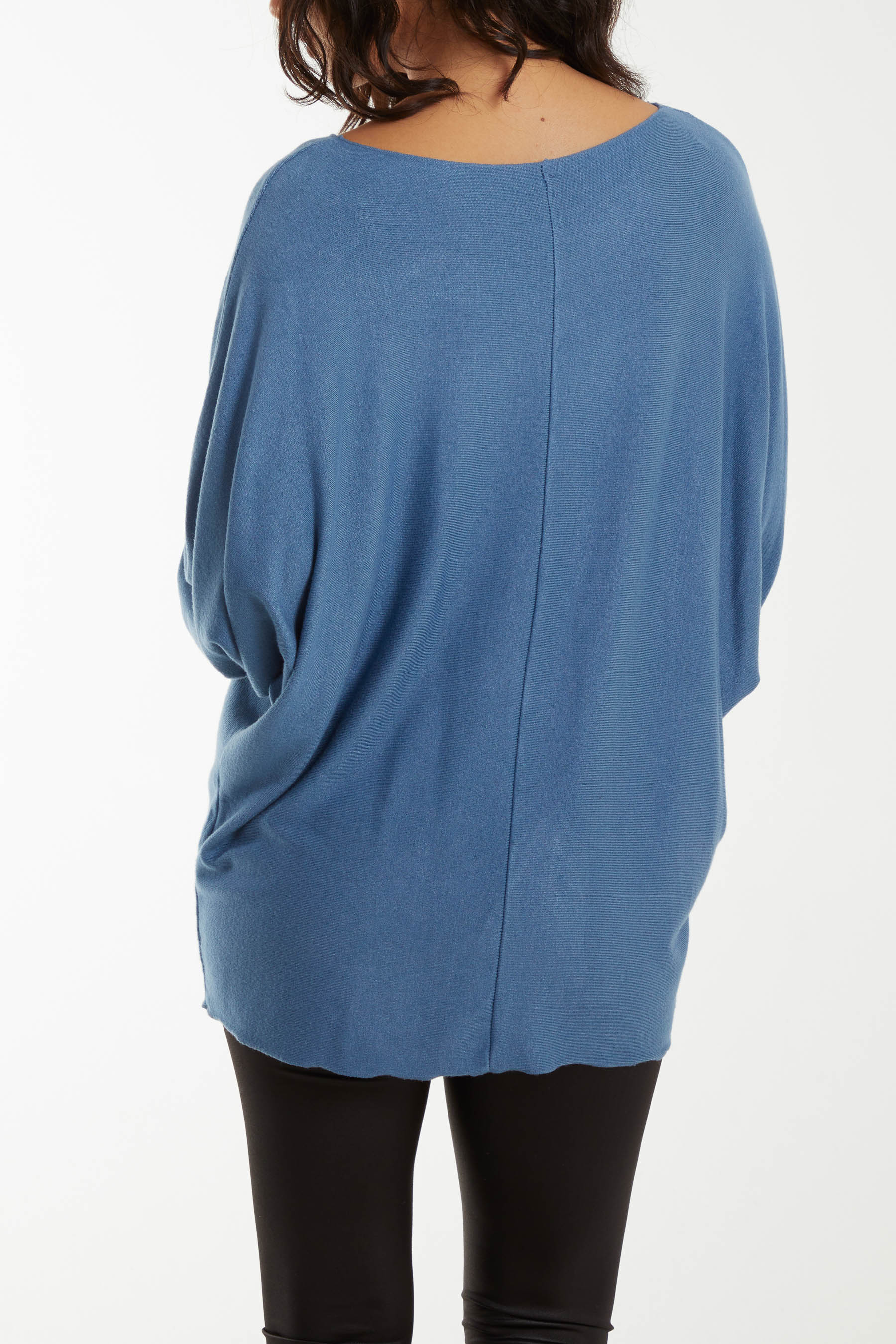 Round Neck Batwing Fine Knit Jumper