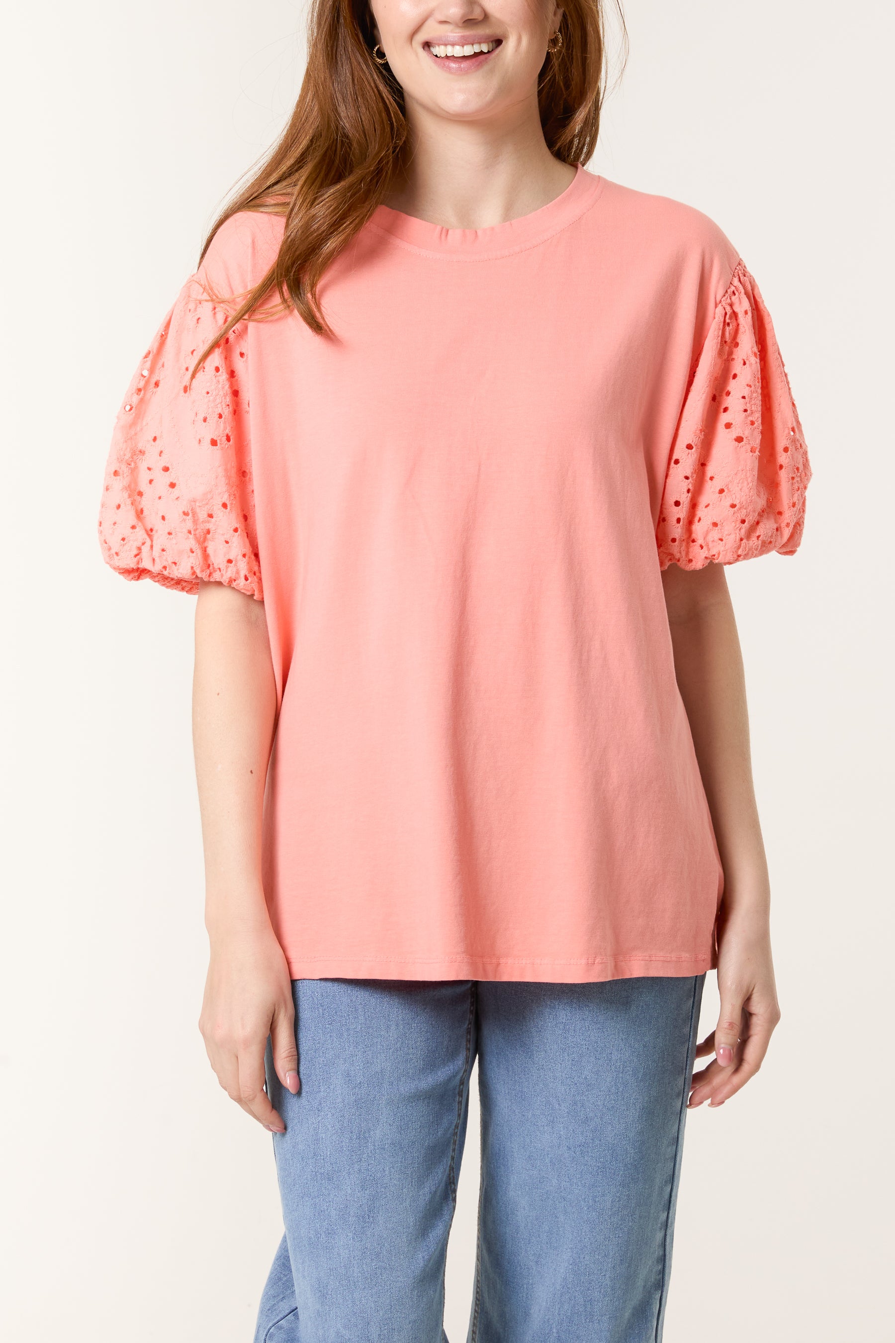 Broderie Anglaise Balloon Sleeve Top