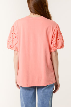 Broderie Anglaise Balloon Sleeve Top