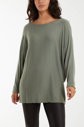 Round Neck Batwing Fine Knit Jumper