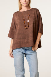 Necklace Acid Wash Short Sleeve Top