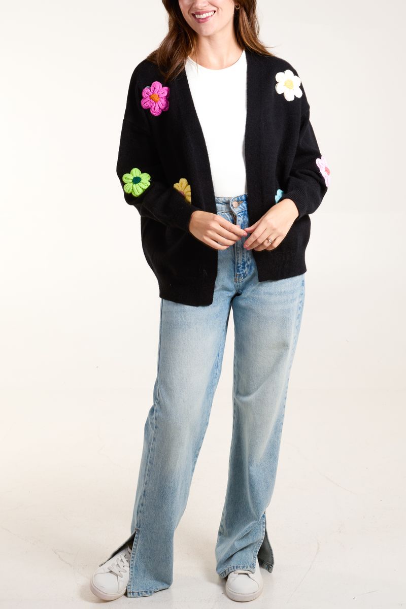 Multi-Coloured Flower Knit Cardigan