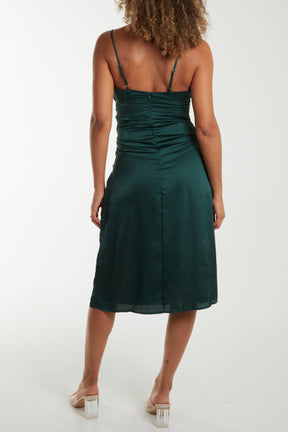 Slip Midi Dress With Lace Up Side