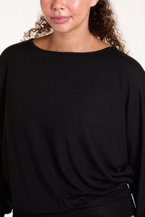 Round Neck Elasticated Waist Batwing Top