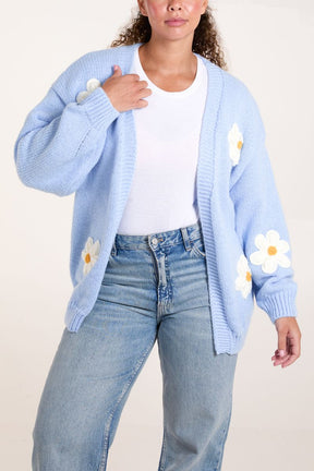 Flocking Daisy Flower Knit Cardigan