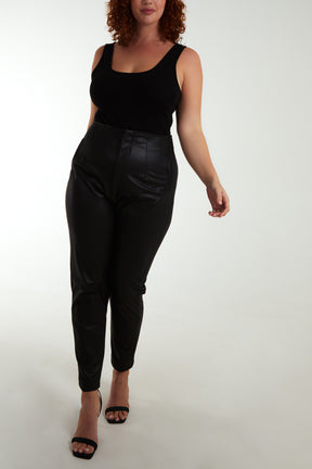 Curve Matte Faux Leather Tailored Trouser