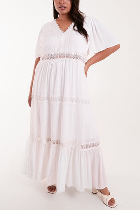 Curve Angel Sleeve Tiered Maxi Dress