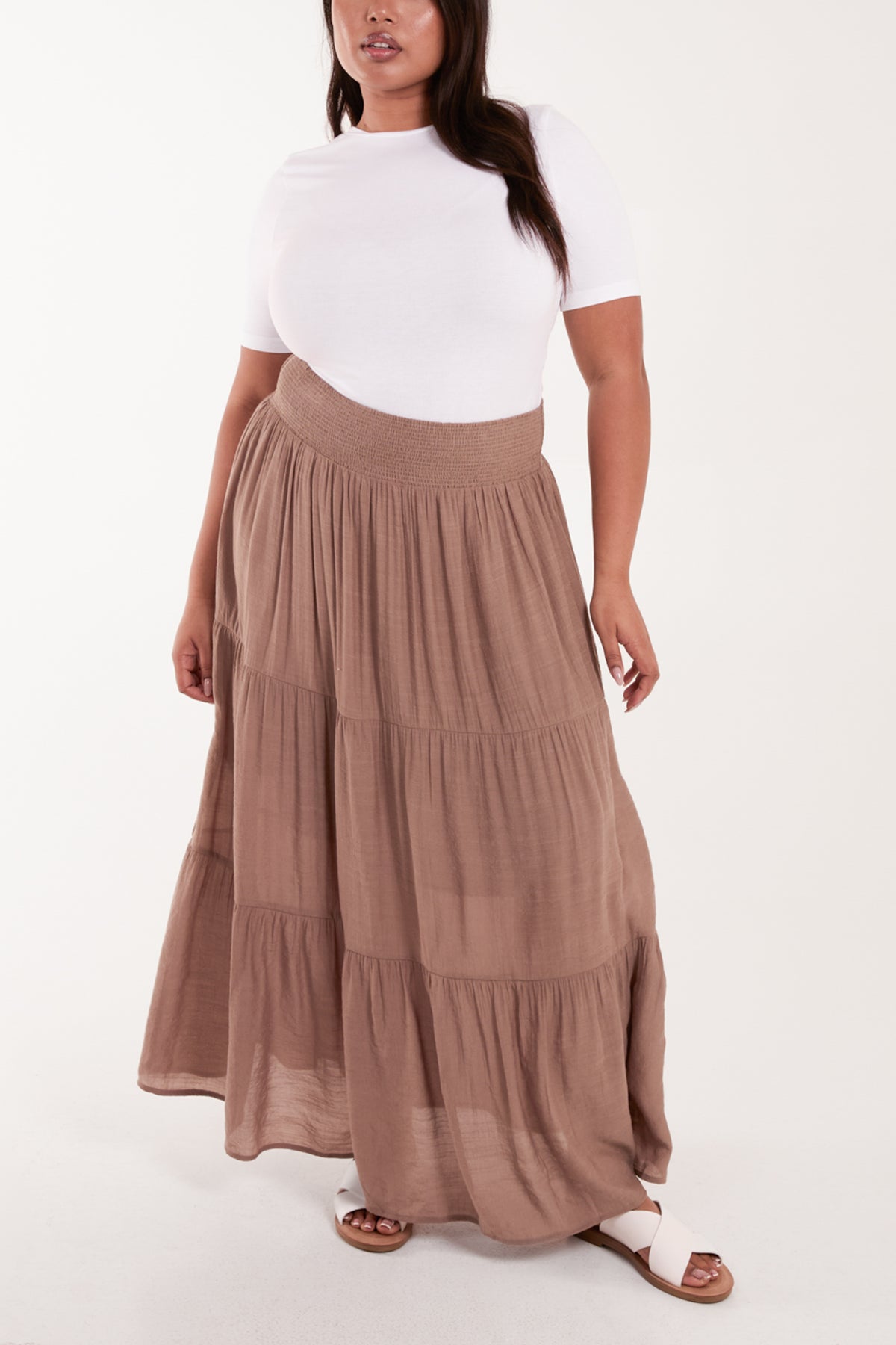 Curve Tiered Shirred Maxi Skirt