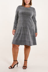 Metallic Pattern Swing Dress