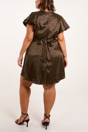 Leopard Jacquard Wrap Mini Dress