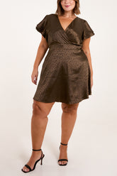 Leopard Jacquard Wrap Mini Dress