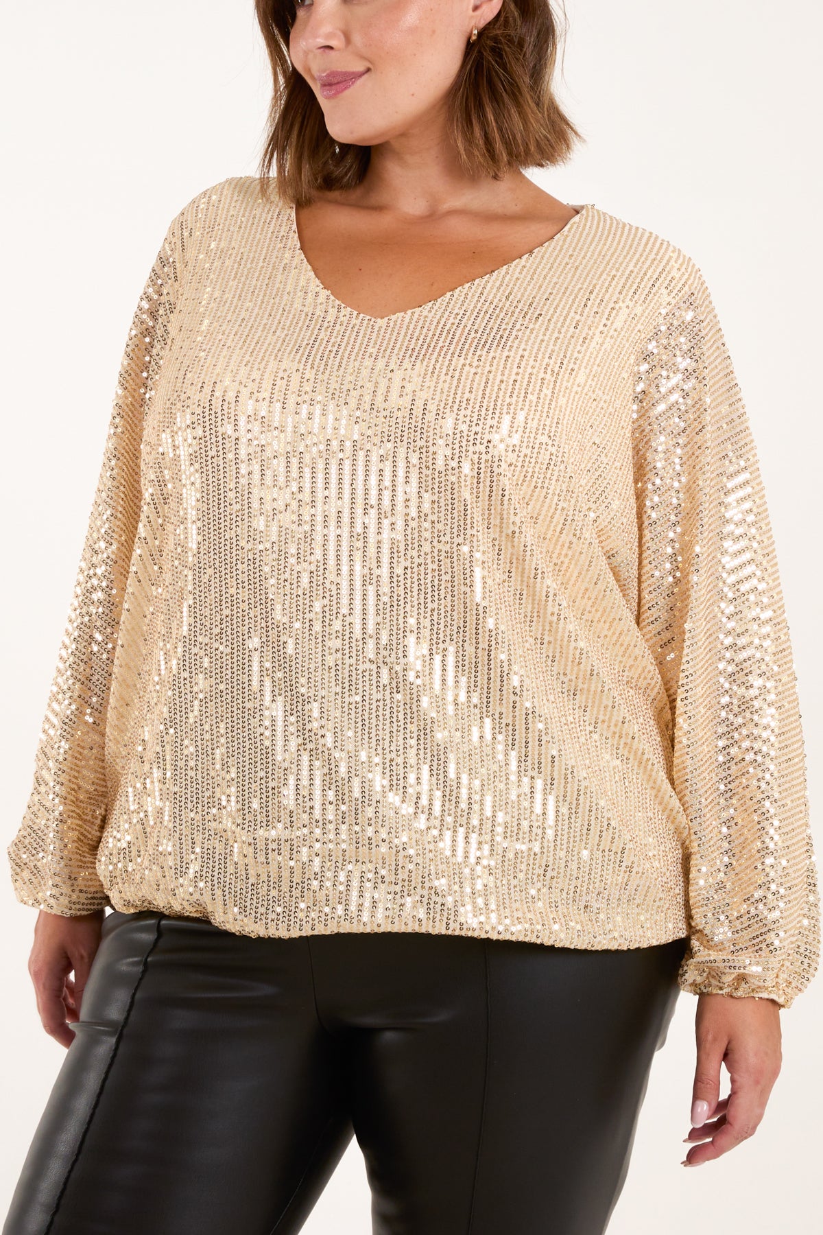 Curve Sequin Batwing Blouse