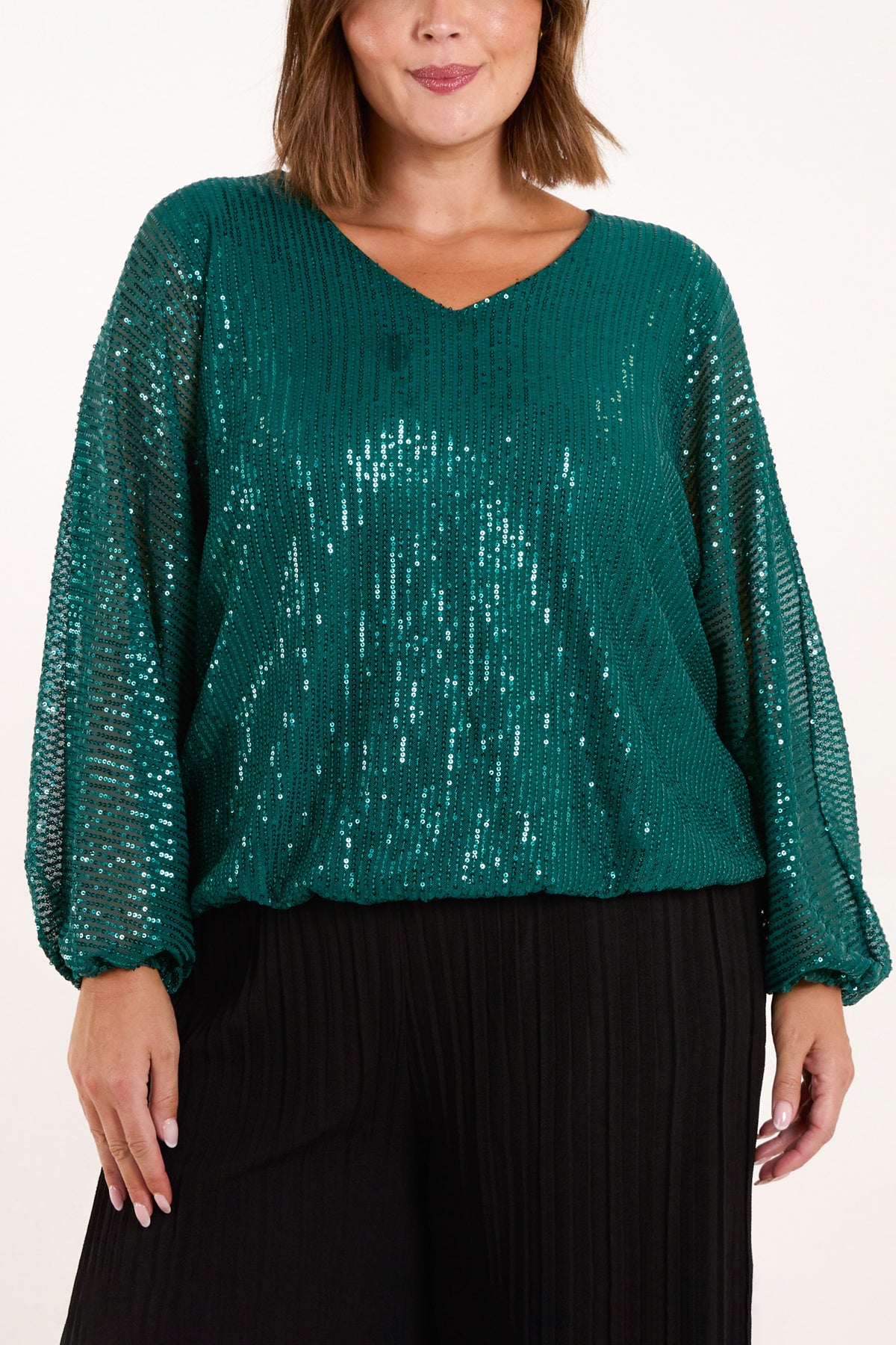 Curve Sequin Batwing Blouse