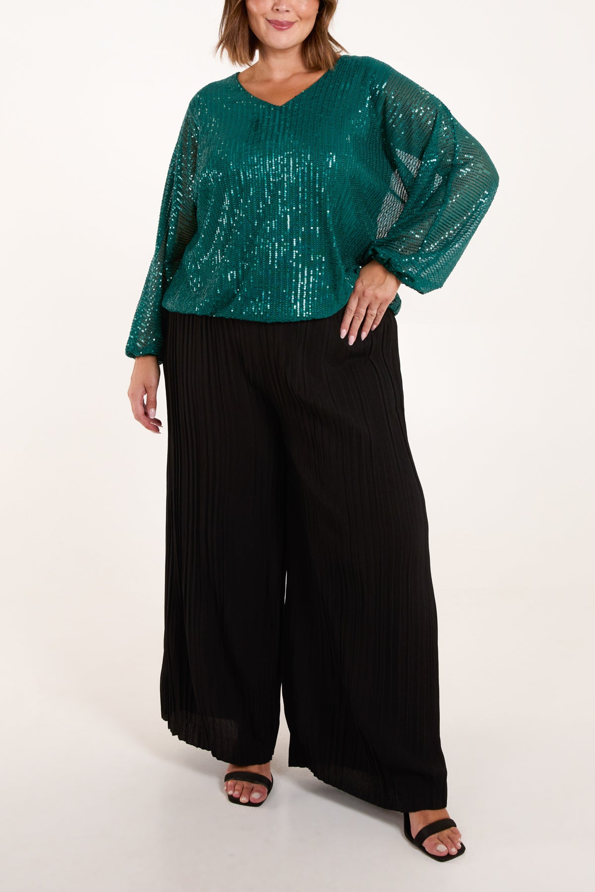 Curve Sequin Batwing Blouse