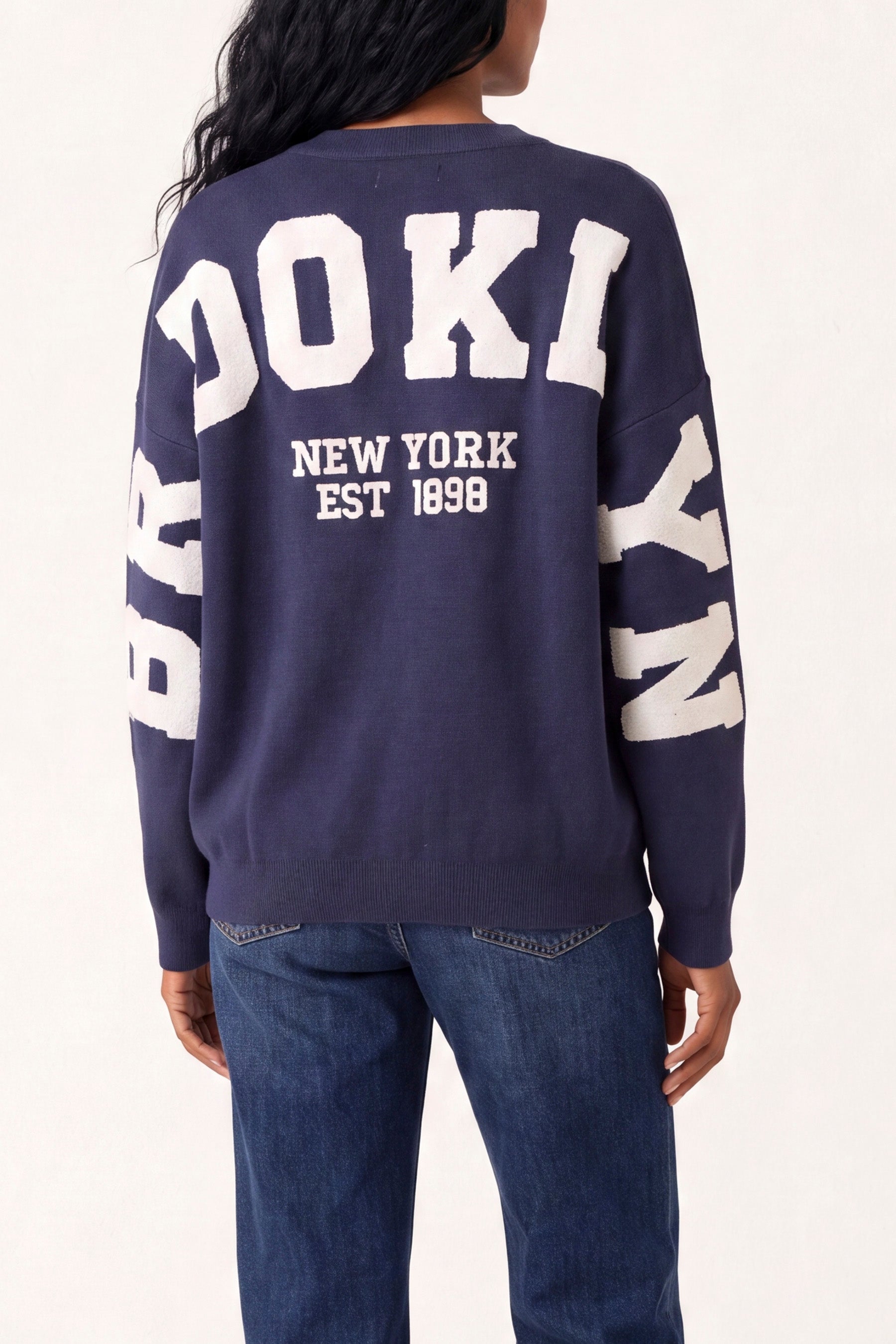 Brooklyn Slogan Knit Jumper