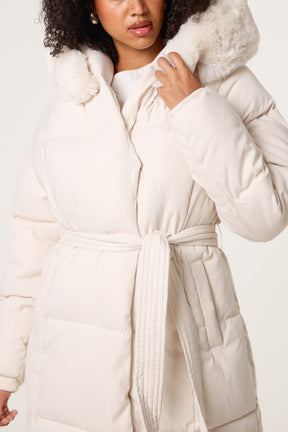 Long Puffer Fur Hood Coat