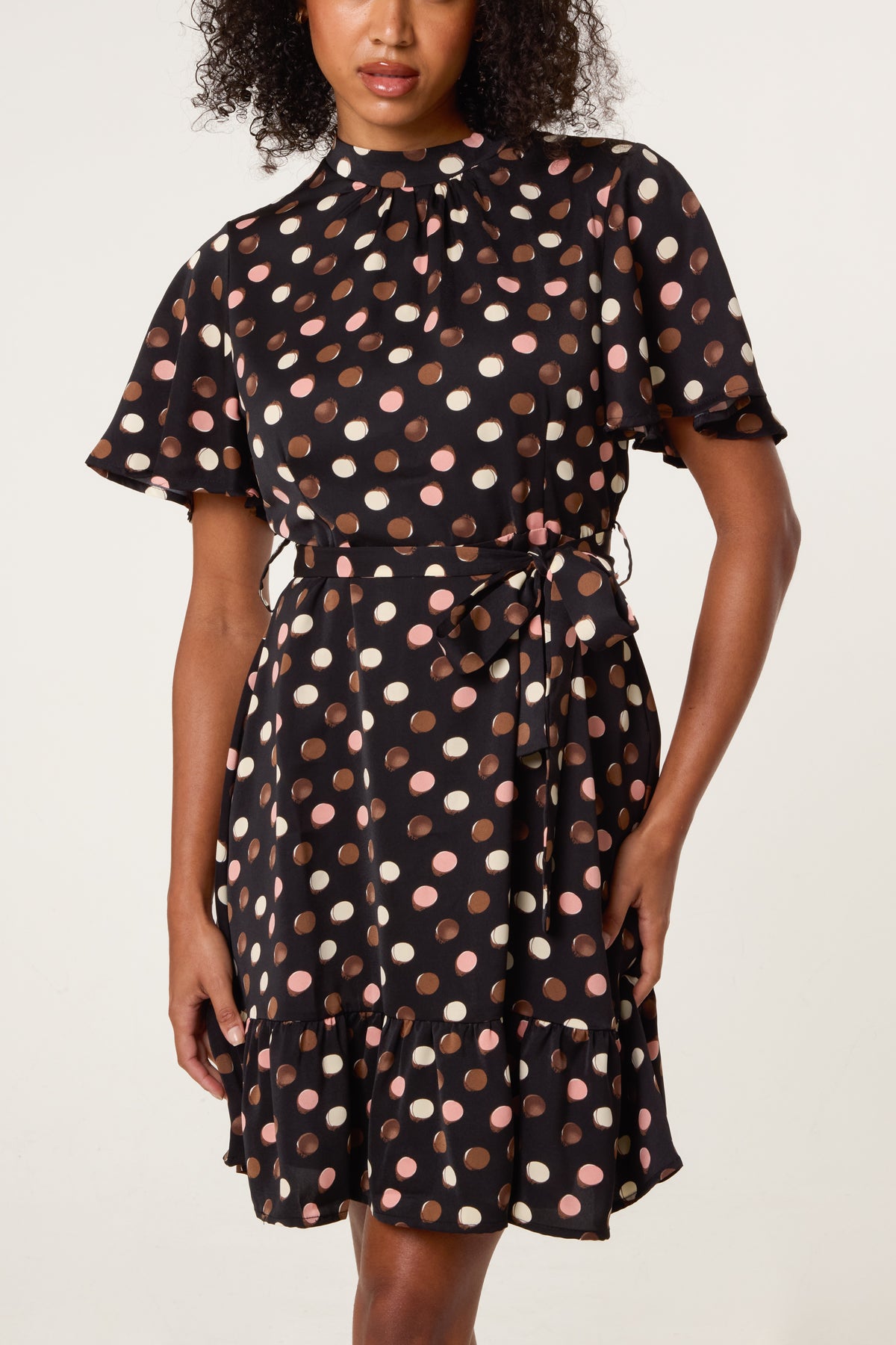 Polka Dot High Neck Mini Dress