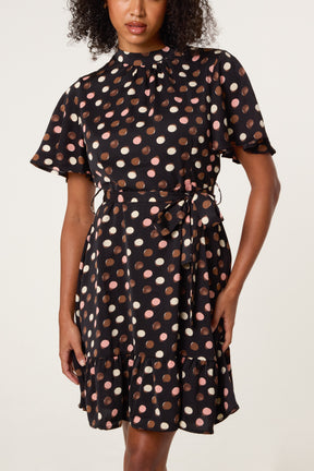 Polka Dot High Neck Mini Dress