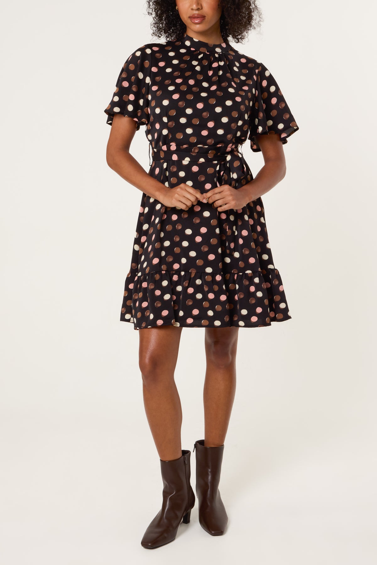 Polka Dot High Neck Mini Dress
