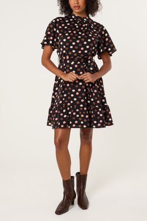 Polka Dot High Neck Mini Dress