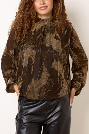 High Neck Puff Ball Blouse
