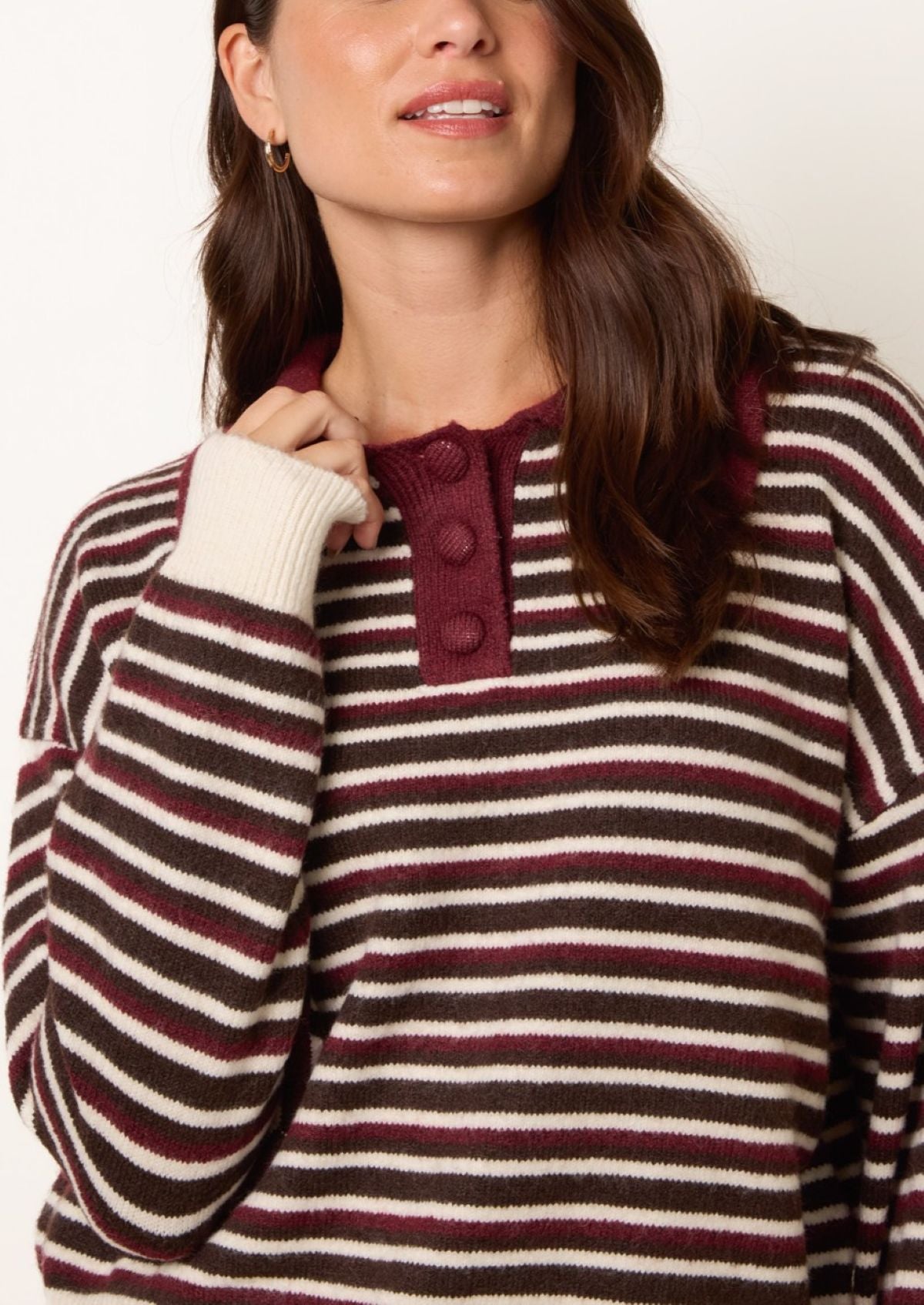 Stripe Knit Polo Jumper