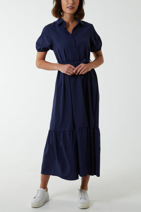 Belted Tiered Maxi Dress