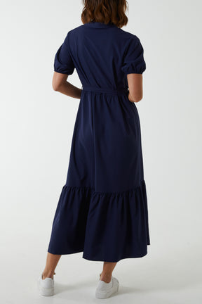 Belted Tiered Maxi Dress