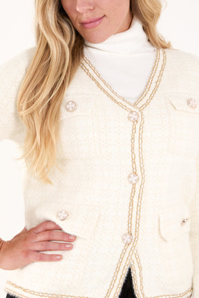 Gold Trim Four Pocket Cardigan