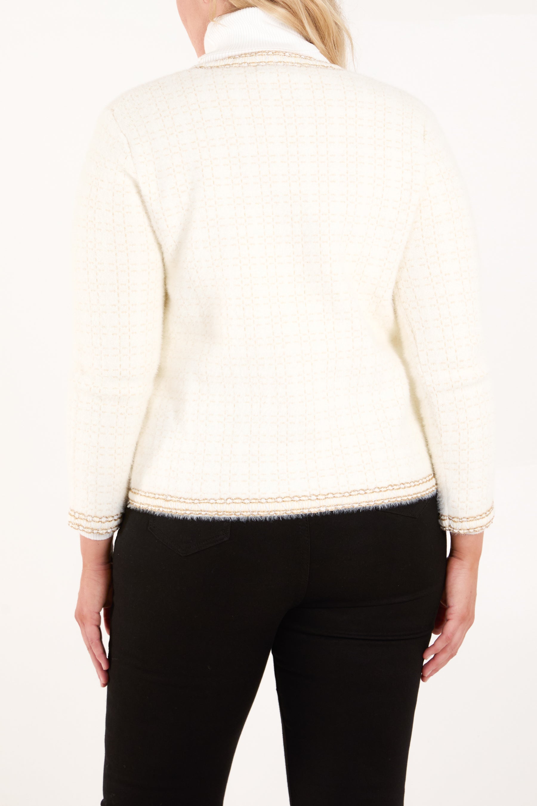 Gold Trim Four Pocket Cardigan