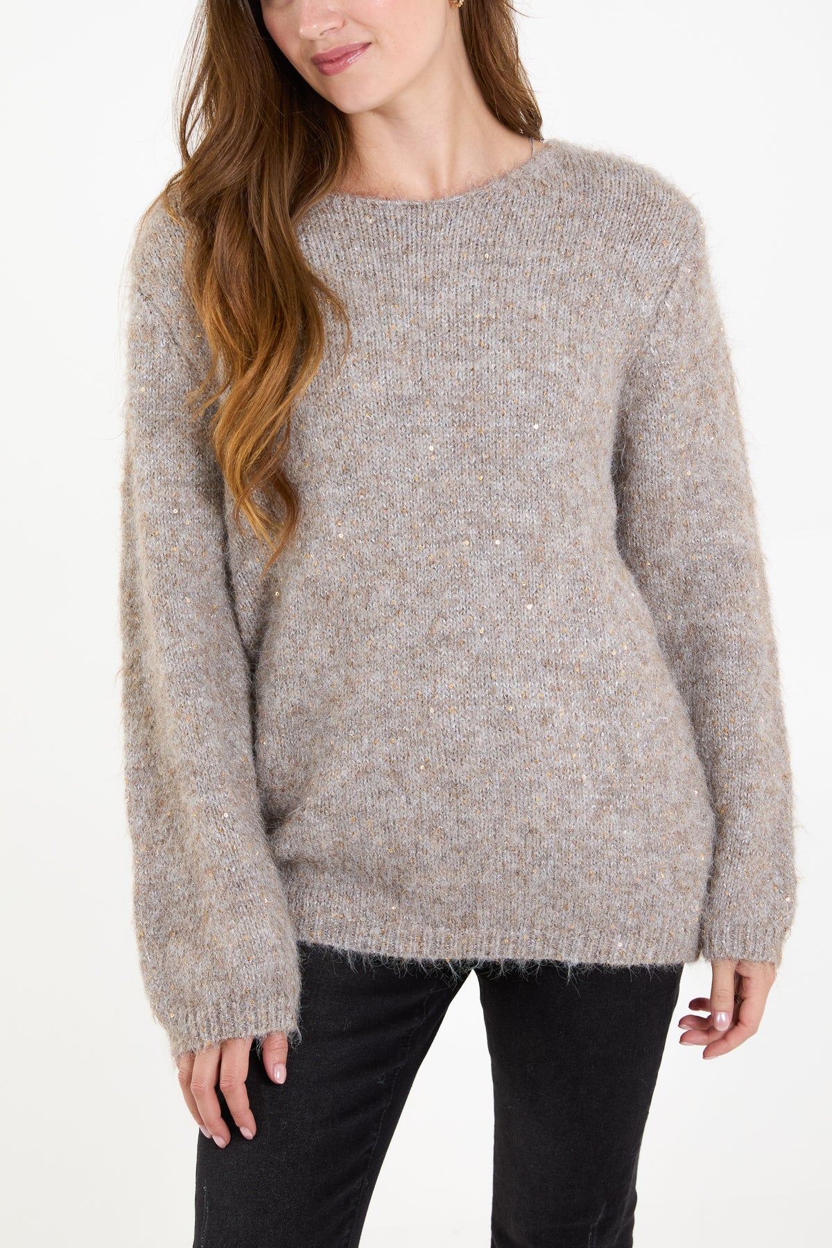 Fluffy Sequin Knit Jumper