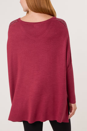 Diamante V-Neck Relaxed Jumper
