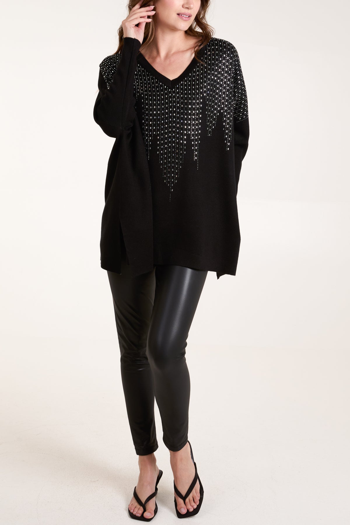 Diamante V-Neck Jumper