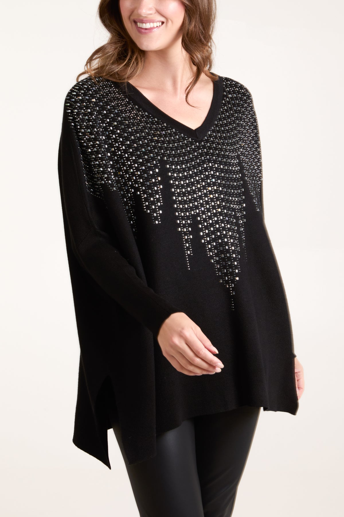 Diamante V-Neck Jumper