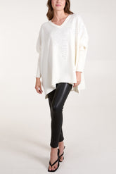 Diamante V-Neck Relaxed Jumper