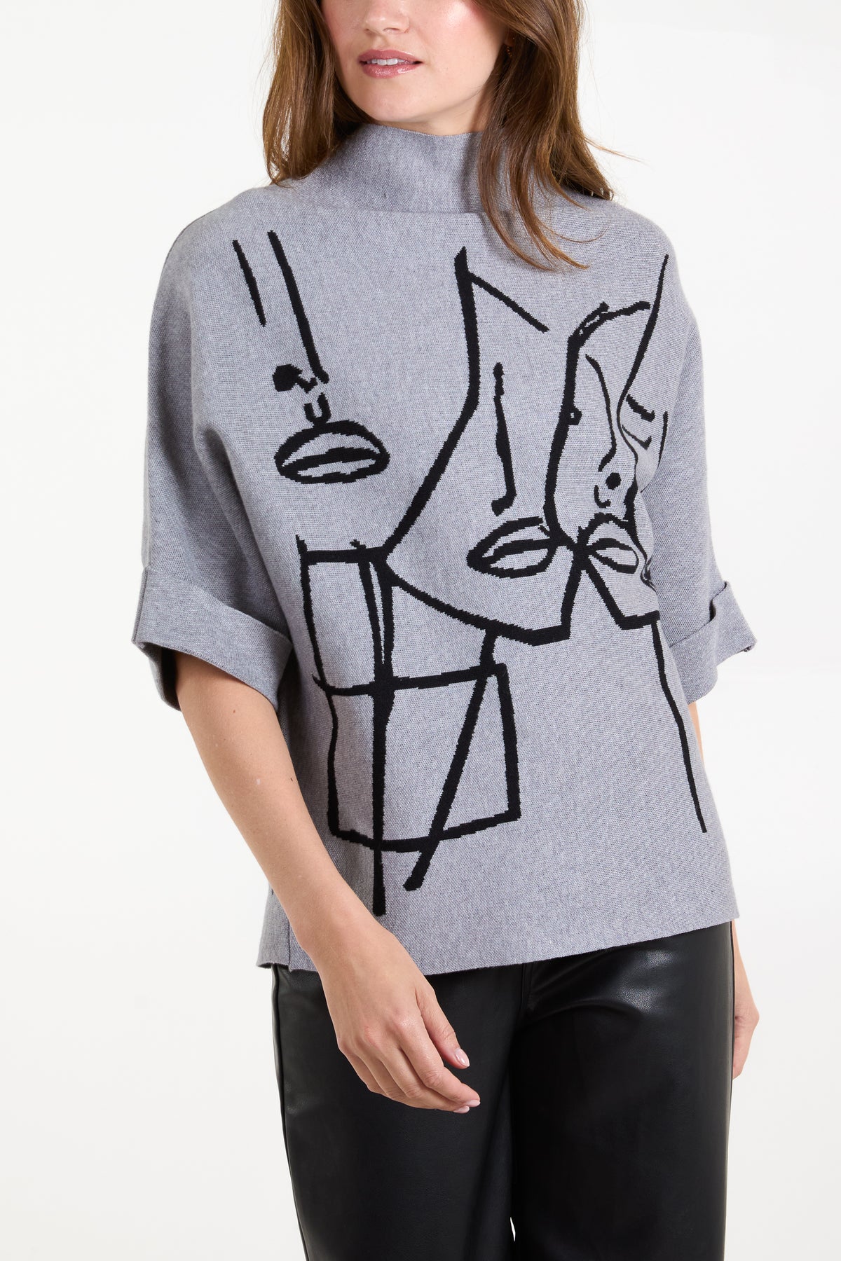 Illustration Rolled Sleeve Jumper