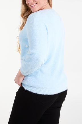 Pearl Flower Fluffy Jumper