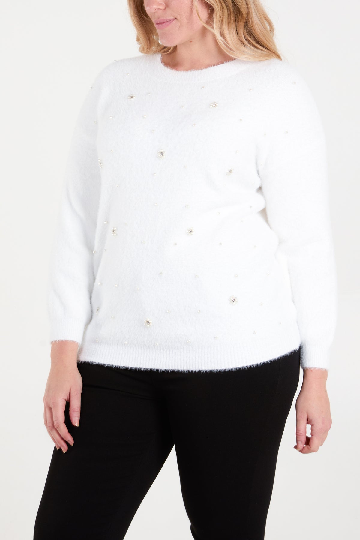 Pearl Flower Fluffy Jumper