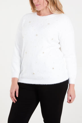Pearl Flower Fluffy Jumper