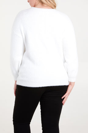 Pearl Flower Fluffy Jumper