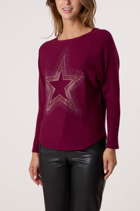Sequin Star Fine Knit Jumper