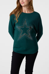 Sequin Star Fine Knit Jumper