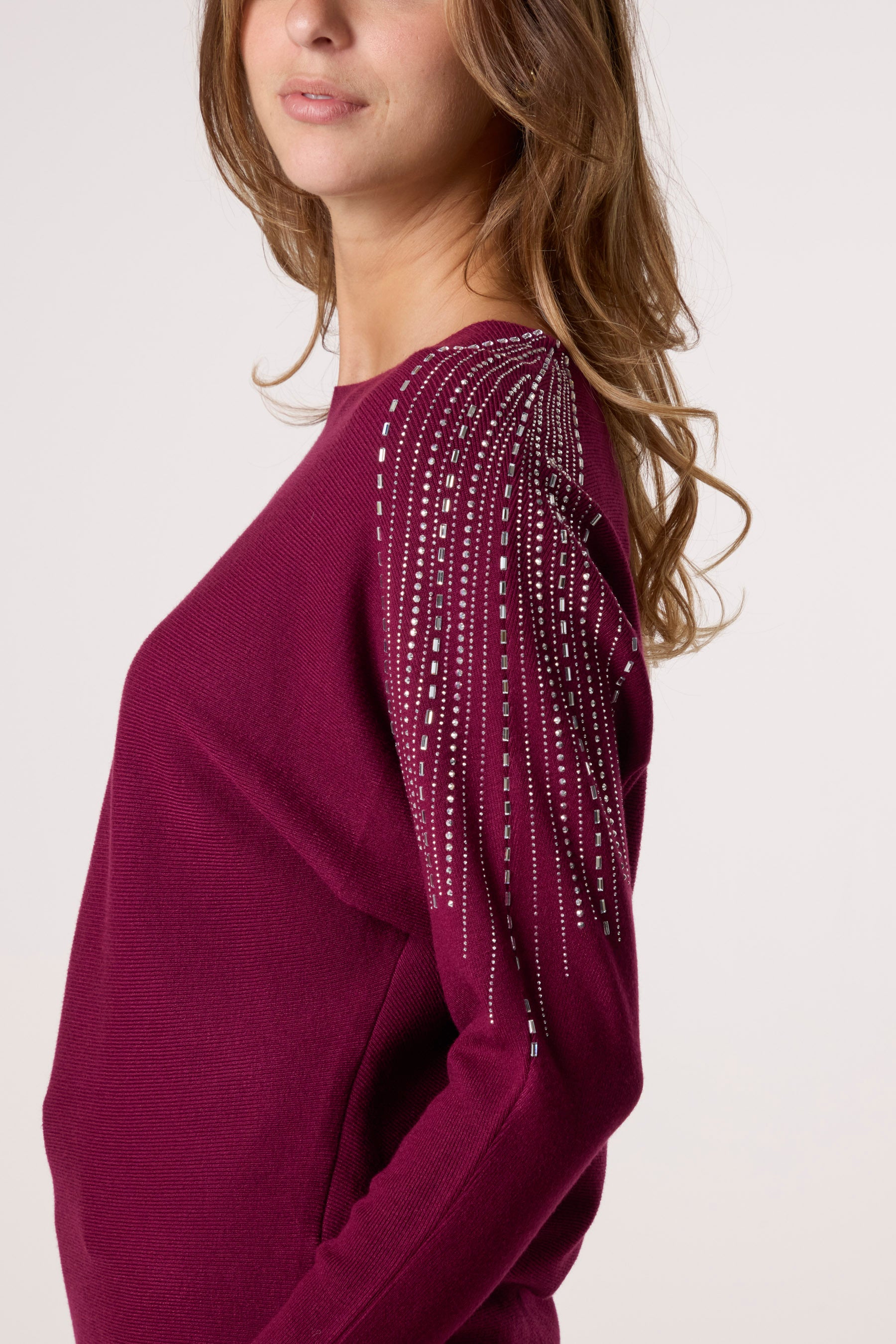 Diamante Sleeve Embellished Jumper
