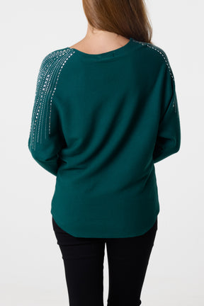 Diamante Sleeve Embellished Jumper