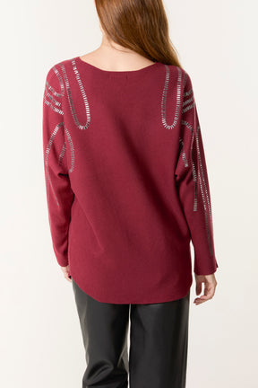 Embellished Shoulder Swirl Jumper