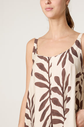 Leaf Print Wide-Leg Cami Jumpsuit