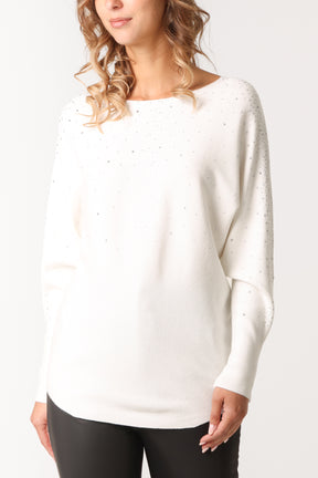 Diamante Embellished Batwing Jumper