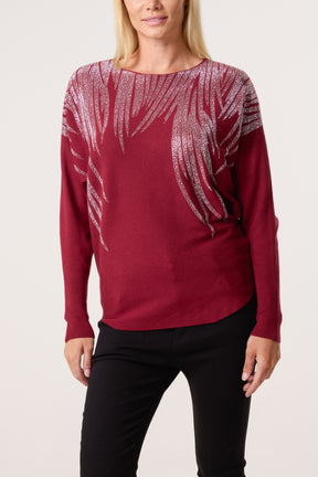 Embellished Spikes Fine Knit Batwing Jumper