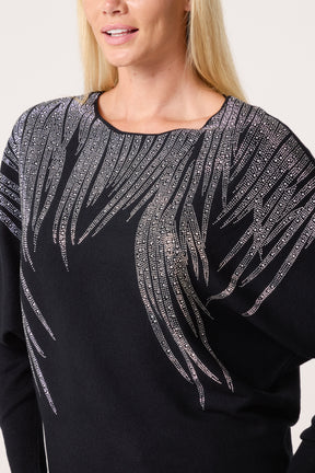 Embellished Spikes Fine Knit Batwing Jumper