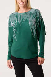 Embellished Spikes Fine Knit Batwing Jumper
